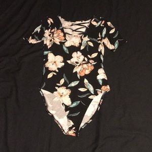 Tropical lace front one-piece